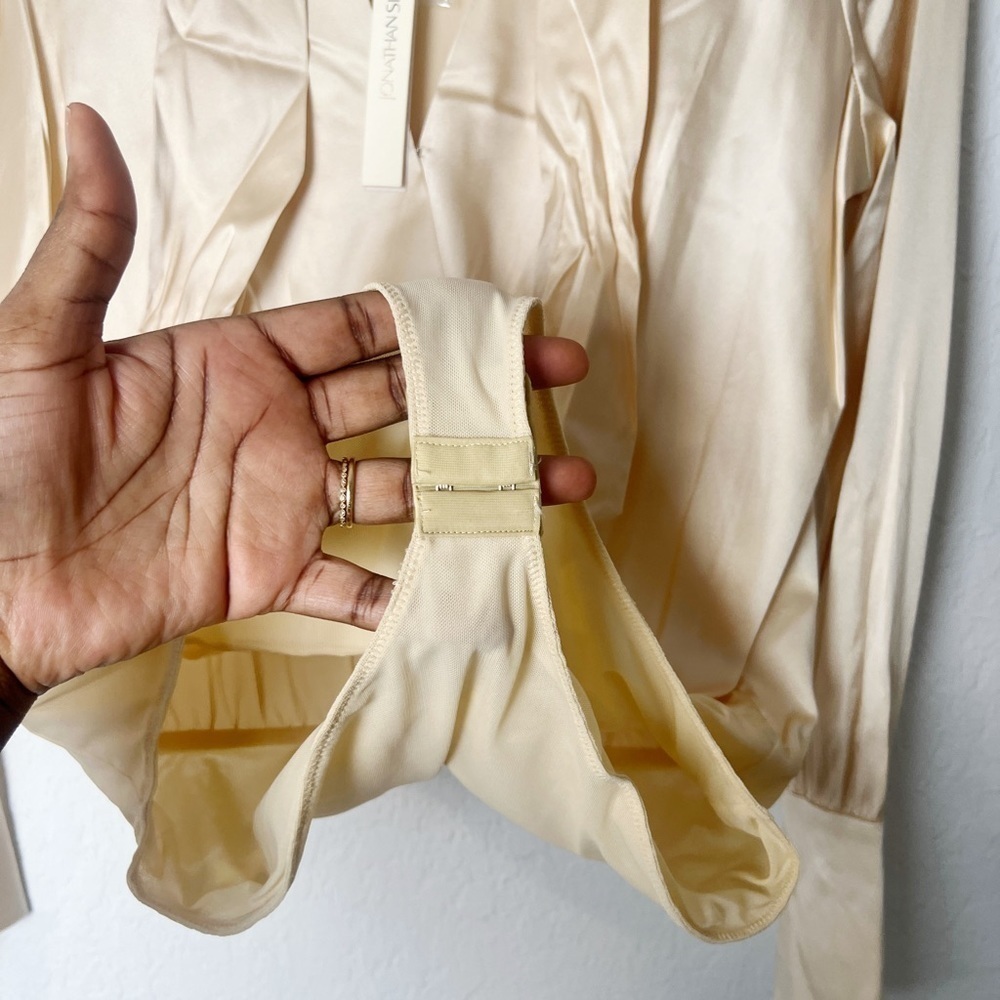Jonathan Simkhai Tess Wrap Front Bodysuit Blouse - Picture 7 of 8
